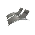 Limea - lot de 2 transats ajustables gris avec coussin Limea - lot de 2 transats ajustables gris avec coussin