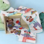 Linandelle - lot de 6 mouchoirs en tissu coton lavable poppies - multicolore -