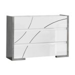 Lineal - commode 3 tiroirs laque blanc et gris bton avec dtails chroms