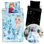 Linge de lit - disney frozen - la reine des neiges - 140x200 cm - phosphorescent - coton naturel