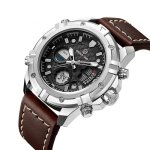 Lingyue mode hommes montre étanche sport analogique quartz cuir montre - marron Lingyue mode hommes montre étanche sport analogique quartz cuir montre - marron