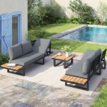 Linhoo salon de jardin modulable avec 2 m�ridiennes et dossiers r�glables 5 positions