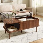 Linhoo table basse relevable avec porte coulissante rangement et plateau r�glable