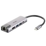 Hub usb - c 5 - en - 1 - d - link - dub - m520 - hdmi 4k - chargement 60w - aluminium gris