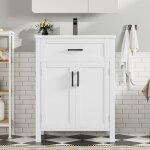 Linkhoo armoire salle bain au sol avec lavabo�tag�res � double portetiroirs pratiques�tag�res r�glables ...