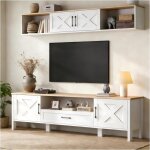 Linkhoo ensemble mural tv 2 pi�ces:support tv + vitrine suspenduecompatible tv jusqu� 80blanc180x40x50cm ...
