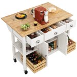 Linkhoo ilot de cuisine modernebois vein� table salle � manger multifonctionnelle avec panier rangement ...