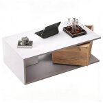 Linkhoo table basse tiroir pivotant � 360� avec 1 tiroirespace de rangement ouvert 90 * 50 * 30 cm blanc ...