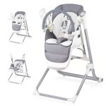 Lionelo chaise haute et balancelle bébé niles évolutive 2en1 avec balancement - gris Lionelo chaise haute et balancelle bébé niles évolutive 2en1 avec balancement - gris