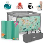 Lionelo mille - lit et parc bb pliable - scurit roues lockguard entre latrale matelas - gris / ...