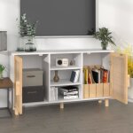 Buffet bas - cuque - cq003 - bois de pin massif - rotin naturel - 105x30x60 cm