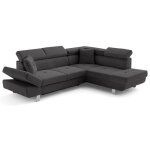 Lisbona - canap� dangle droit 5 places convertible avec t�ti�res en velours c�tel� - gris fonc�