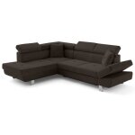Lisbona - canap dangle gauche 5 places convertible avec ttires en velours ctel - marron