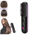 Lisseur brosse coiffante chauffante cheveux court brosse lissante portable sans fil avec technologie ...