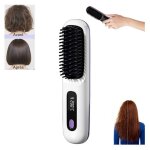 Lisseur brosse lissante portable sans fil brosse lissante pour cheveux court brosse chauffante sans fil ...