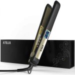 Lisseur cheveux fer � lisser professionnel - atelix - titane 230�c anti frisottis � ecran lcd et fonction ...