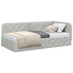 Promotion lit 1 personnescadre de lit simple - pour adulte - dangle gris clair 90x190 cm velours 257967 ...