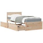 Lit 1 place - maison exclusive - pin massif - matelas 90x190 cm (20 cm) - tiroirs de rangement
