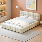 Lit 140 x 190 cm lit double lit capitonn� lit adulte cadre de lit 140x190 avec sommier � lattes - lin ...