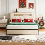 Lit 140x190 cm cozy lit adulte avec sommier � lattes cadre de lit double avec 4 tiroir et led tissu velours ...