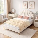 Lit 140x190 cmlit capitonn�t�te de lit en velourslit double avec sommier � lattescadre de litforme de ...
