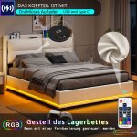 Lit 140x200 avec rangement - lit double avec usb et led - andeonline - cadre de lit - avec sommier � ...