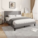 Lit 160 x 200 cm avec sommier lit double avec t�te de lit capitonn� cadre de lit avec sommier � lattes ...
