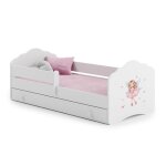 Lit enfant fala 160 x 80 cm + sommier + matelas + tiroir + barrière de protection avec motif fille aux ... Lit enfant fala 160 x 80 cm + sommier + matelas + tiroir + barrière de protection avec motif fille aux ...