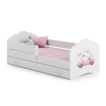 Un lit 160 x 80 cm + sommier + matelas + tiroir + barri�re de protection