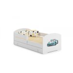 Un lit 160 x 80 cm + sommier + matelas + tiroir + barrière de protection Un lit 160 x 80 cm + sommier + matelas + tiroir + barrière de protection