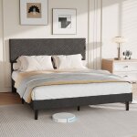 Lit 160x200 cm rwudv lit capitonn� avec t�te de lit et sommier structure de lit 160 x 200 cm lit double ...
