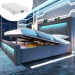 Lit 160x200 avec rangement et led gris maisentiel