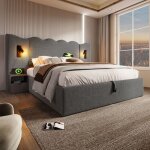 Lit 180x200 avec rangement hydraulique et lampe de lecture evryae