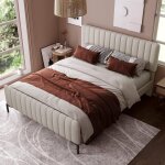 Lit 180x200 avec sommier lit 2 personnes rembourr� avec tete r�glable en hauteur e � lattes cadre de ...