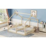 Lit 2 - en - 1 90x200 cm en pin naturel avec toit style maison et barri�res de s�curit� ? design enfant ...