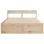 Lit 2 personnes en bois massif - kalisse - 140x200 cm - bois de pin massif - tiroirs de rangement - sommier ...