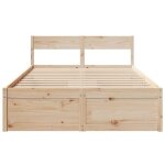 Lit 2 personnes en bois de pin - kalisse - 140x190 cm - bois de pin massif - brun - 4 tiroirs - sommier ...