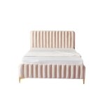 Lit 2 places 140x190 cm faye design velours sommier inclus