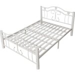 Lit m�tal blanc 140x190 cm avec sommier hercule