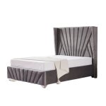 Lit 2 places 180x200cm bonifacio velours sommier int�gr� - gris