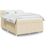 Lit 2 places - maison exclusive - sommier � lattes - matelas 140x200 - tissu cr�me