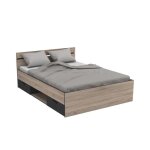 Calicosy - lit 2 tiroirs 1 niche - 140x190 cm - michigan - chene brosse - chene brosse Calicosy - lit 2 tiroirs 1 niche - 140x190 cm - michigan - chene brosse - chene brosse
