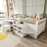 Lit 90x200cm lit mi - haut multifonctionnellit simple en bois avec bureauports de recharge et plusieurs ...