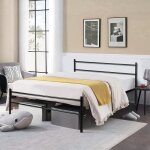Lit adult 140x190 cm - lit 2 places - métal noir classique - sommier inclus Lit adult 140x190 cm - lit 2 places - métal noir classique - sommier inclus