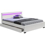 Lit 2 places 140x190 cm tiroirs et led sommier inclus