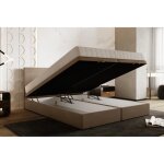 Lit adulte 140x200 cm siesta - rembourr� avec rangement et matelas ressorts ensach�s ? tissu velours ...