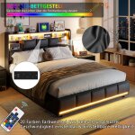 Lit adulte 140x190cm - andeonline - lit coffre avec �clairage led et ports usb - lit double avec sommier ...