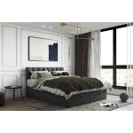 Lit adulte 160x200 cm gusto avec rangement et matelas ressorts ensachés - tissu velours - gris foncé Lit adulte 160x200 cm gusto avec rangement et matelas ressorts ensachés - tissu velours - gris foncé
