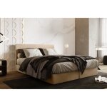 Lit adulte 160x200 cm siesta - rembourr avec rangement et matelas ressorts ensachs ? tissu velours ...
