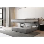 Lit adulte 160x200 cm tropea - avec rangement et matelas ressorts ensachés - tissu velours - gris Lit adulte 160x200 cm tropea - avec rangement et matelas ressorts ensachés - tissu velours - gris